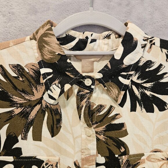 White Stag Blouse Womens M Hawaiian shirt linen blend vacation cruise breathable - Picture 7 of 11